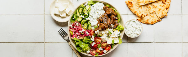 Greek Peppercorn Steak Tips Bowl