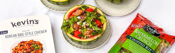 Korean BBQ Chicken and Mint Watermelon Salad Bowls